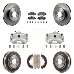 Front Rear Disc Brake Caliper Rotors Drums Semi-Metallic Pads Kit (8Pc) For Honda Civic Acura EL KC8-100808P
