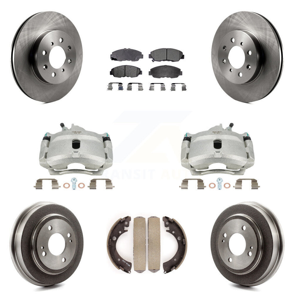 Front Rear Disc Brake Caliper Rotors Drums Semi-Metallic Pads Kit (8Pc) For Honda Civic Acura EL KC8-100808P by Transit Auto