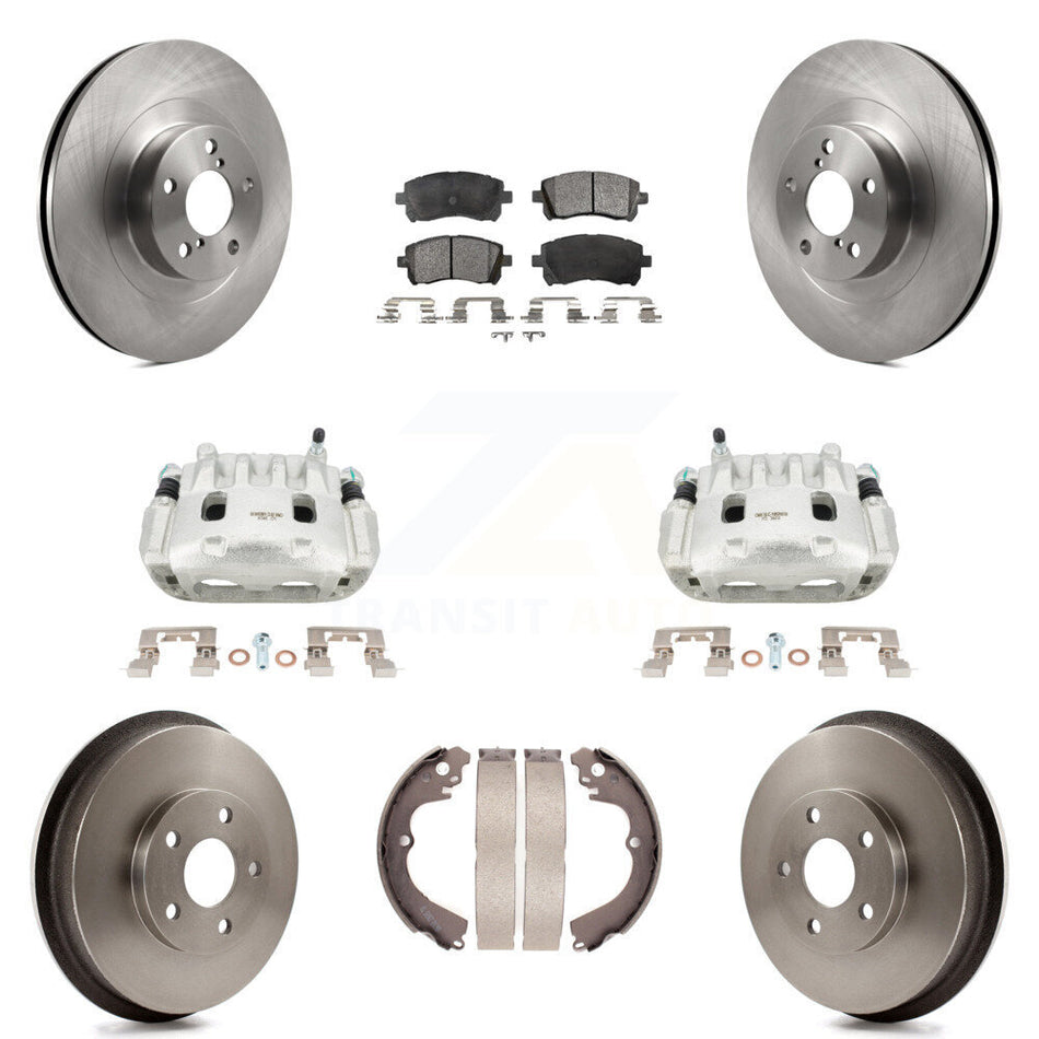 Front Rear Brake Caliper Rotor Drum Ceramic Pad Kit (8Pc) For 03 Subaru Impreza To 06 02 KC8-100808T
