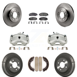 Front Rear Disc Brake Caliper Rotors Drums Semi-Metallic Pads Kit (8Pc) For Honda Civic KC8-100809P