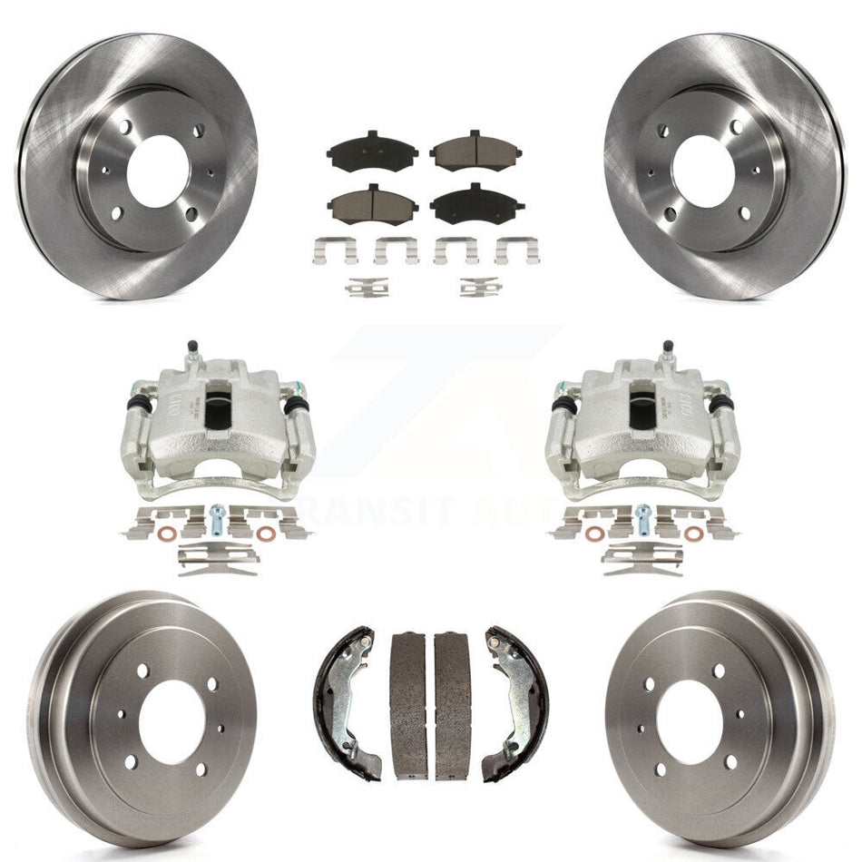 Front Rear Disc Brake Caliper Rotors Drums Ceramic Pads Kit (8Pc) For Hyundai Elantra Drum rear brakes KC8-100810C