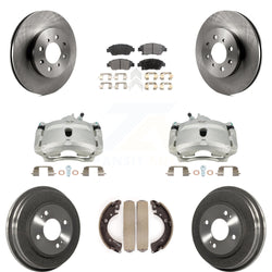 Front Rear Disc Brake Caliper Rotors Drums Semi-Metallic Pads Kit (8Pc) For Honda Civic With 4 Lug Wheels KC8-100810P