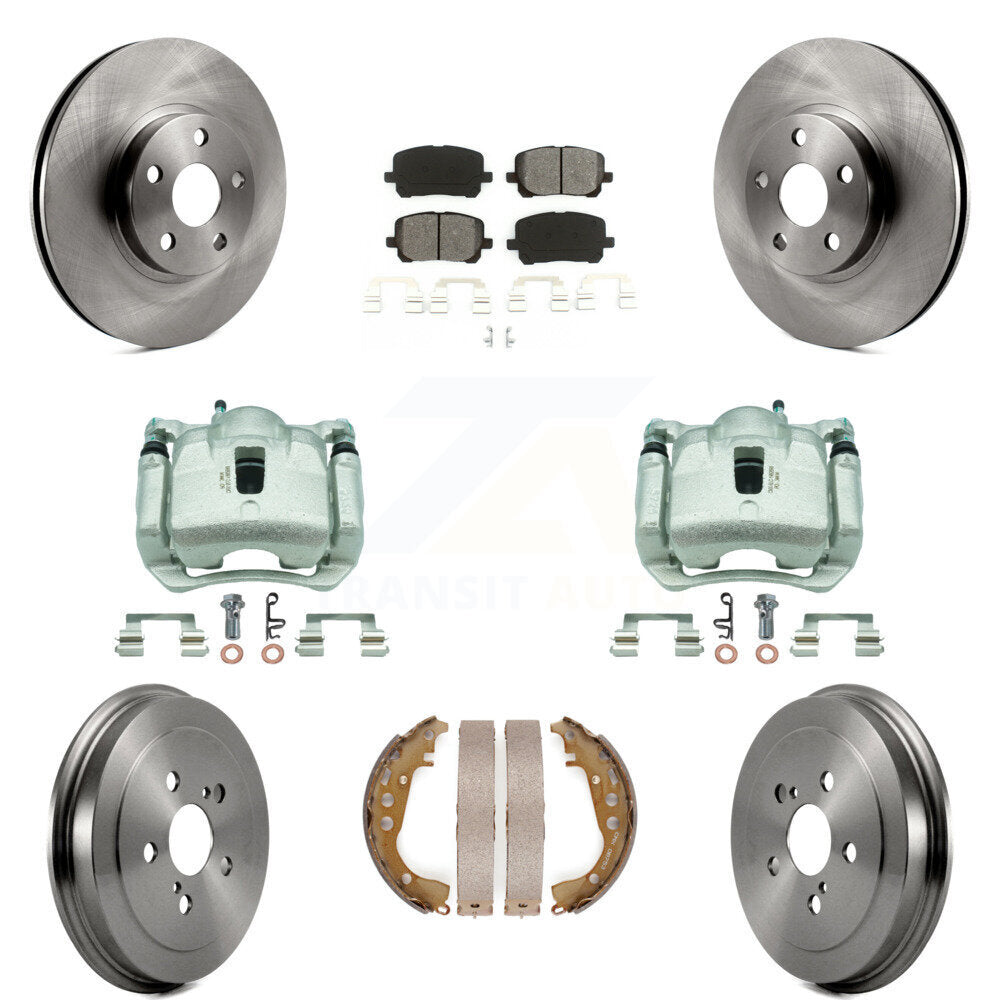 Front Rear Disc Brake Caliper Rotors Drum Semi-Metallic Pad Kit (8Pc) For Toyota Corolla KC8-100811S