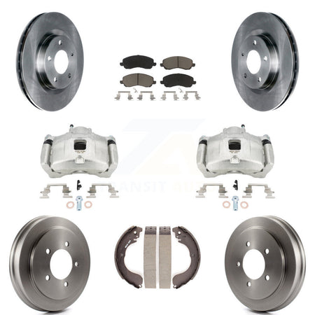 Front Rear Brake Caliper Rotor Drum Ceramic Pad Kit (8Pc) For Jeep Patriot Compass Dodge KC8-100812C