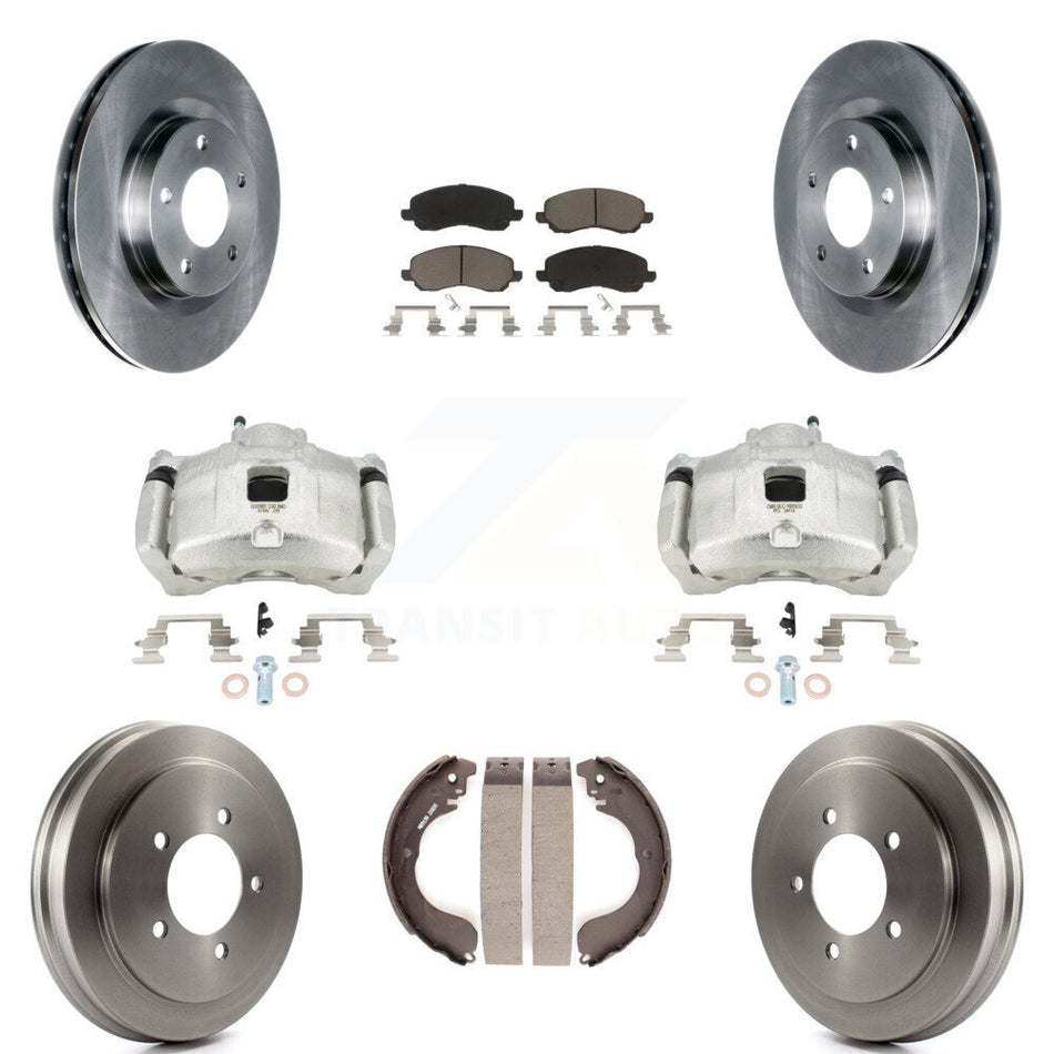 Front Rear Brake Caliper Rotor Drum Ceramic Pad Kit (8Pc) For Jeep Patriot Compass Dodge KC8-100812C
