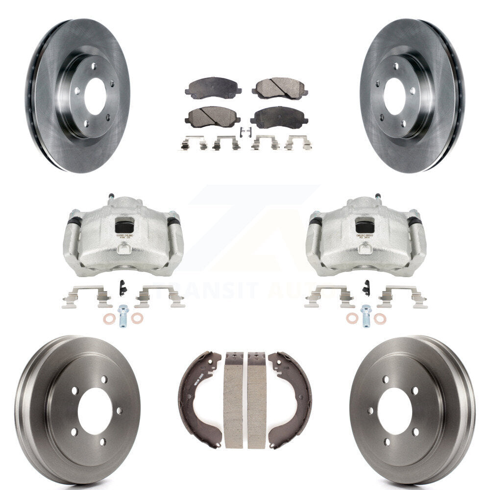 Front Rear Brake Caliper Rotor Drum Semi-Metallic Pad Kit (8Pc) For Jeep Patriot Compass KC8-100813P