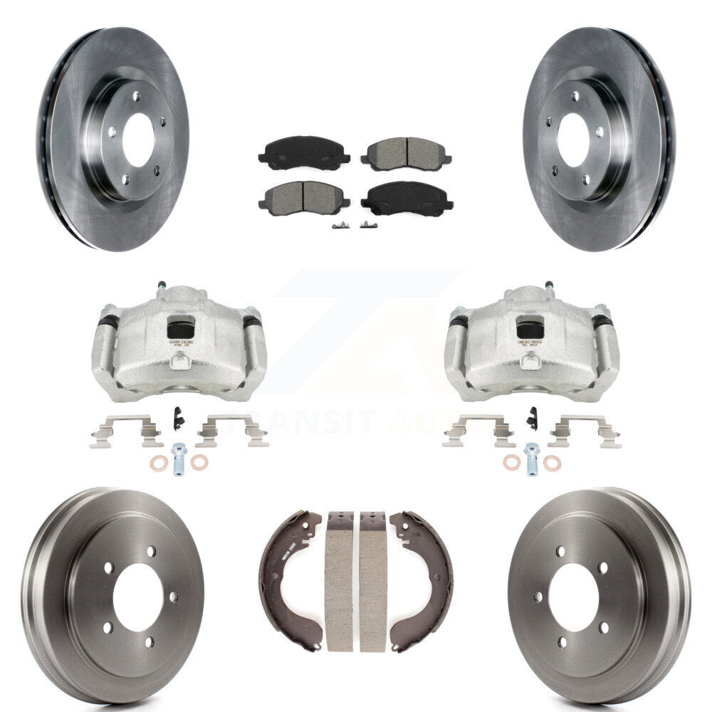Front Rear Brake Caliper Rotor Drum Semi-Metallic Pad Kit (8Pc) For Jeep Patriot Compass KC8-100813S