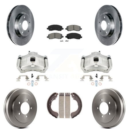 Front Rear Brake Caliper Rotor Drum Semi-Metallic Pad Kit (8Pc) For Jeep Patriot Compass KC8-100813S