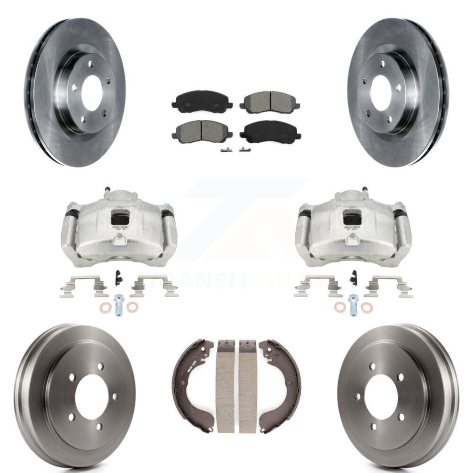 Front Rear Brake Caliper Rotor Drum Semi-Metallic Pad Kit (8Pc) For Jeep Patriot Compass KC8-100813S