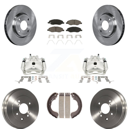 Front Rear Brake Caliper Rotors Drum Ceramic Pads Kit (8Pc) For Nissan Versa 4-Wheel ABS KC8-100814C