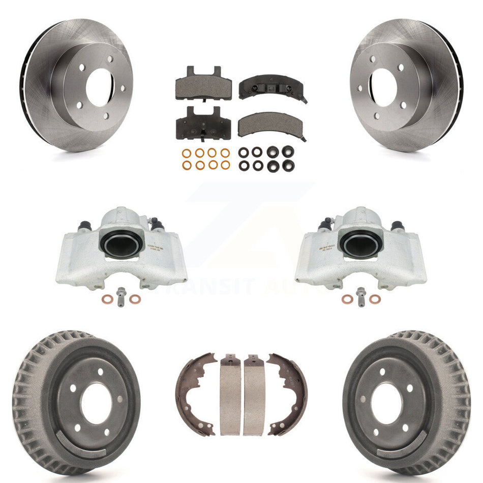 Front Rear Disc Brake Caliper Rotors Drums Semi-Metallic Pads Kit (8Pc) For 1990-2002 Chevrolet Astro GMC Safari AWD KC8-100815P by Transit Auto