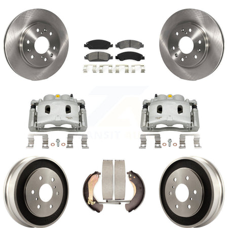 Front Rear Brake Caliper Rotors Drum Semi-Metallic Pads Kit (8Pc) For Chevrolet GMC 1500 KC8-100815S