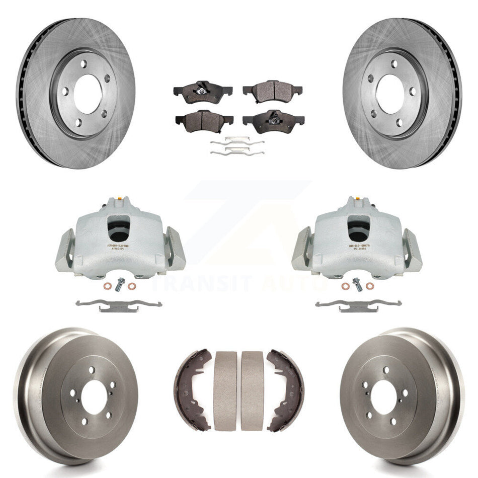 Front Rear Disc Brake Caliper Rotors Drums Semi-Metallic Pads Kit (8Pc) For Dodge Chrysler Town & Country Grand Caravan rear brakes KC8-100816P