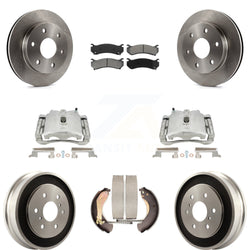 Front Rear Disc Brake Caliper Rotors Drums Semi-Metallic Pads Kit (8Pc) For Chevrolet Silverado 1500 GMC Sierra Classic KC8-100816S