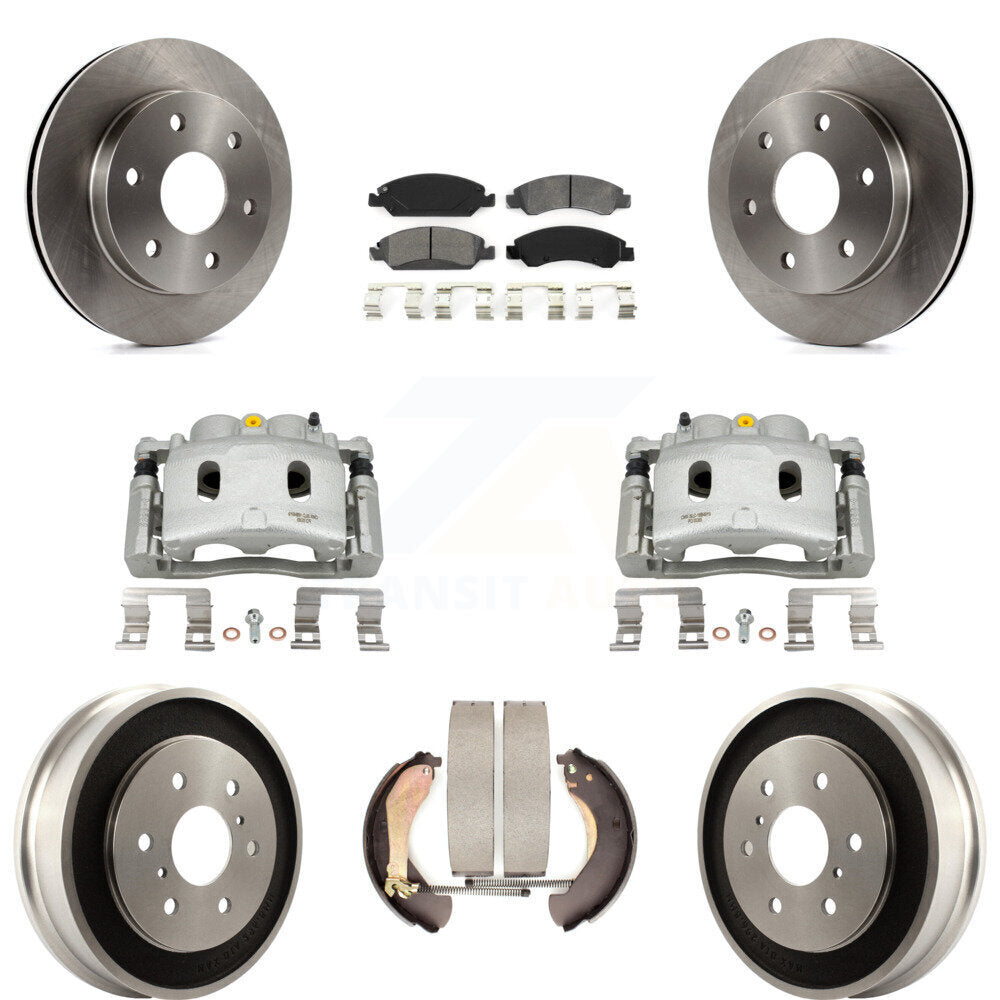 Front Rear Disc Brake Caliper Rotor Drum Semi-Metallic Pad Kit (8Pc) For GMC Sierra 1500 KC8-100818S