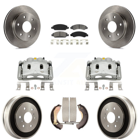Front Rear Disc Brake Caliper Rotor Drum Semi-Metallic Pad Kit (8Pc) For GMC Sierra 1500 KC8-100818S