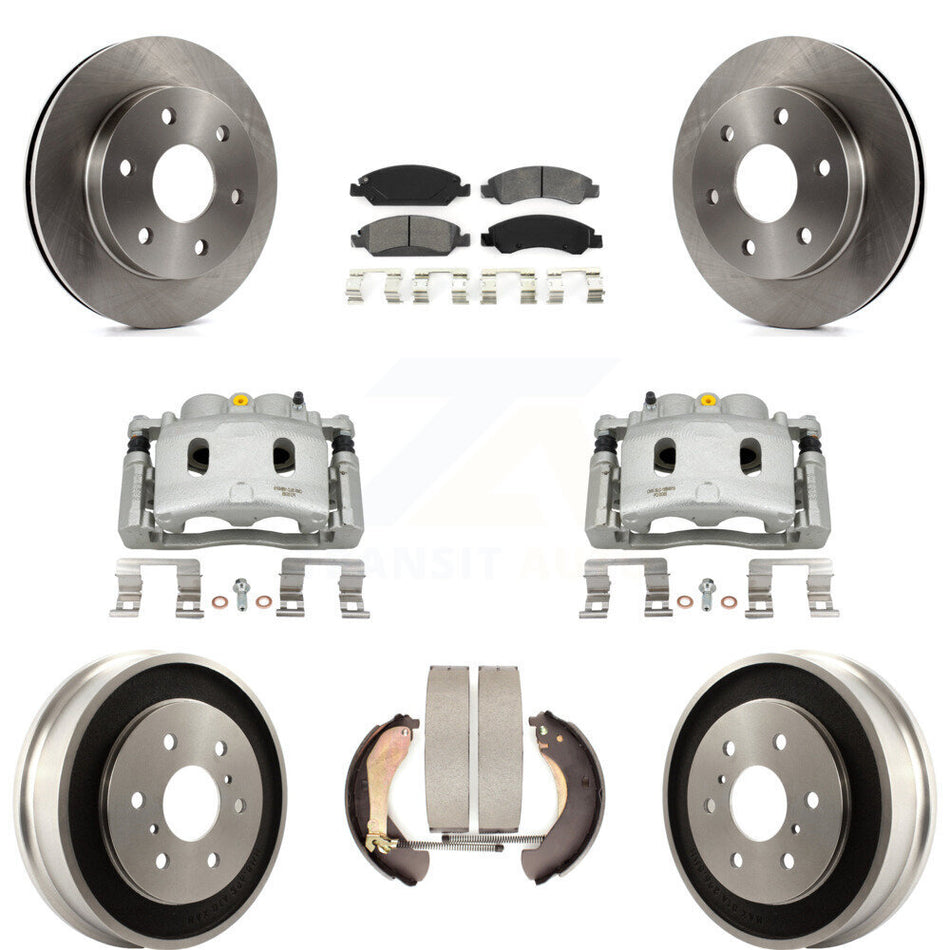 Front Rear Disc Brake Caliper Rotor Drum Semi-Metallic Pad Kit (8Pc) For GMC Sierra 1500 KC8-100818S