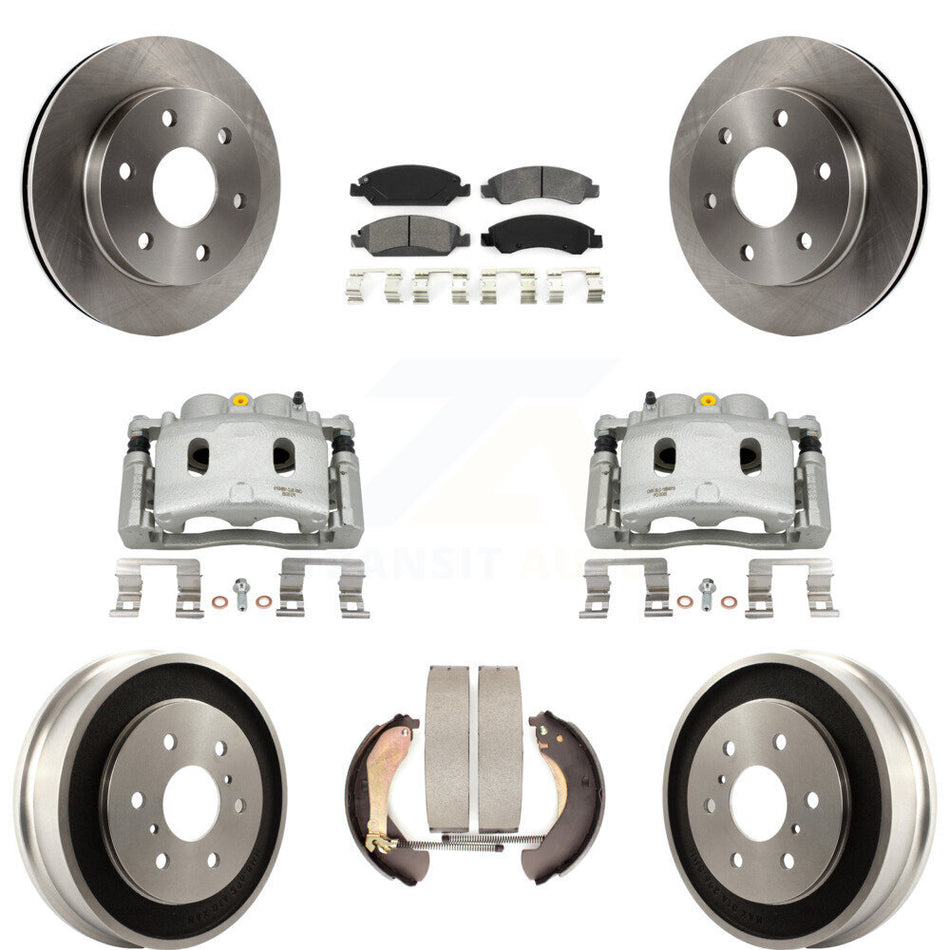 Front Rear Disc Brake Caliper Rotor Drum Semi-Metallic Pad Kit (8Pc) For GMC Sierra 1500 KC8-100818S