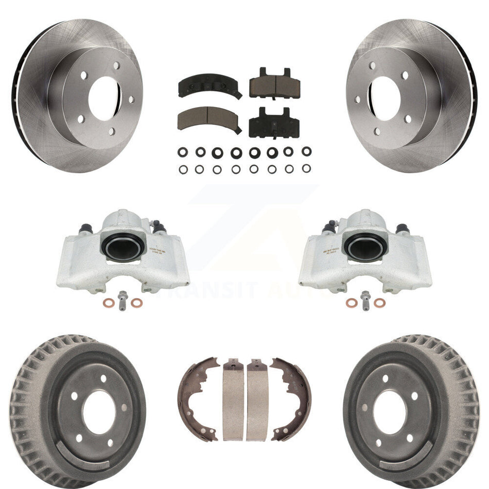 Front Rear Disc Brake Caliper Rotors Drums Ceramic Pads Kit (8Pc) For 1990-2002 Chevrolet Astro GMC Safari AWD KC8-100819C