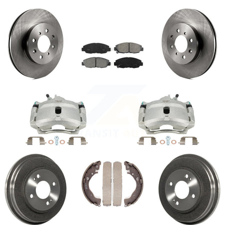 Front Rear Disc Brake Caliper Rotors Drums Semi-Metallic Pads Kit (8Pc) For Honda Insight KC8-100819S by Transit Auto