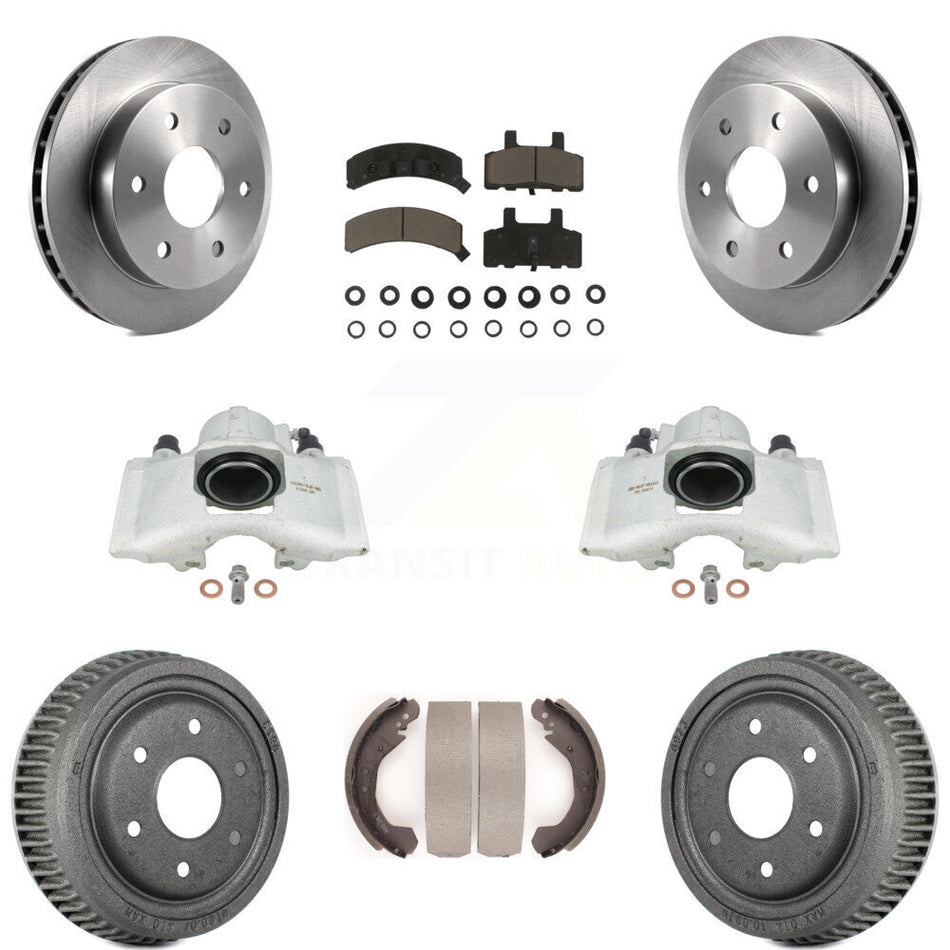 Front Rear Disc Brake Caliper Rotors Drums Ceramic Pads Kit (8Pc) For Chevrolet K1500 GMC Yukon Blazer KC8-100820C