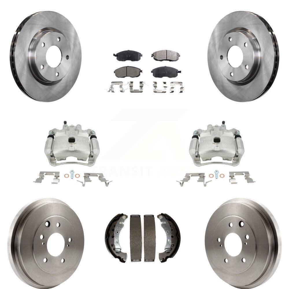 Front Rear Disc Brake Caliper Rotors Drums Ceramic Pads Kit (8Pc) For Nissan Sentra KC8-100822T by Transit Auto