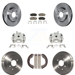 Front Rear Disc Brake Caliper Rotors Drums Ceramic Pads Kit (8Pc) For Nissan Sentra KC8-100823C