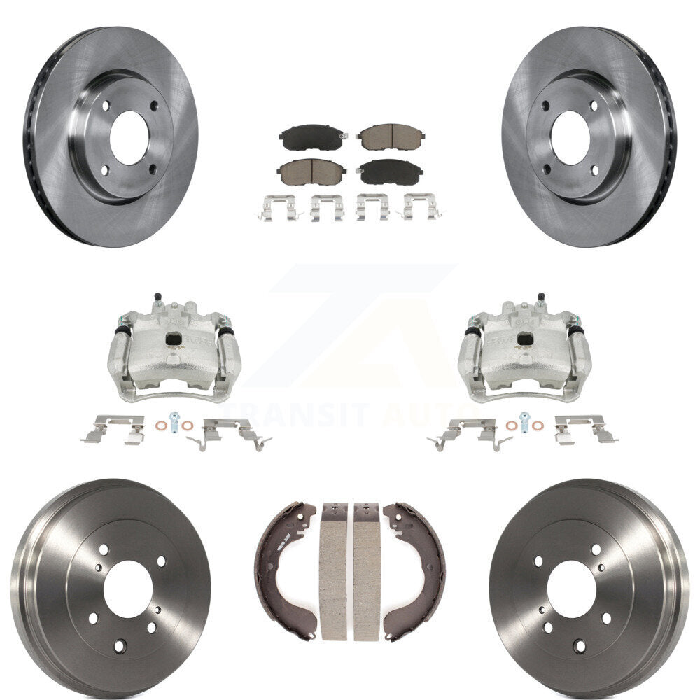 Front Rear Disc Brake Caliper Rotors Drums Ceramic Pads Kit (8Pc) For Nissan Sentra KC8-100823C by Transit Auto