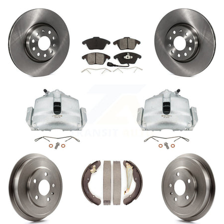 Front Rear Disc Brake Caliper Rotors Drums Semi-Metallic Pads Kit (8Pc) For Volkswagen Jetta Beetle With 312mm Diameter Rotor KC8-100823S by Transit Auto