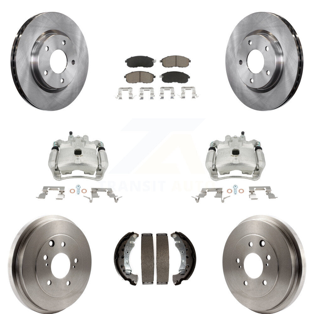 Front Rear Disc Brake Caliper Rotors Drums Ceramic Pads Kit (8Pc) For Nissan Sentra KC8-100824C by Transit Auto