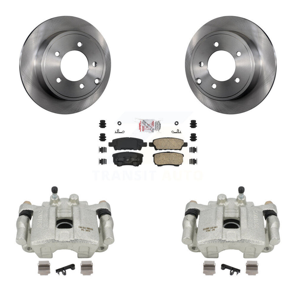 Rear Disc Brake Caliper Rotors And Ceramic Pads Kit For 2008-2009 Dodge Caliber R T SXT With Casting # 3503 KC8-100824N