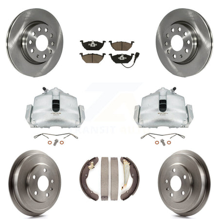 Front Rear Disc Brake Caliper Rotors Drums Ceramic Pads Kit (8Pc) For Volkswagen Jetta With 280mm Diameter Rotor KC8-100829C by Transit Auto