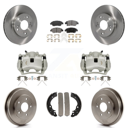 Front Rear Disc Brake Caliper Rotors Drums Ceramic Pads Kit (8Pc) For Honda Civic KC8-100829T