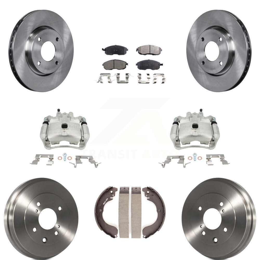 Front Rear Disc Brake Caliper Rotors Drums Semi-Metallic Pads Kit (8Pc) For Nissan Sentra KC8-100831P by Transit Auto