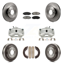 Front Rear Disc Brake Caliper Rotors Drums Semi-Metallic Pads Kit (8Pc) For Honda Civic Acura EL KC8-100832S