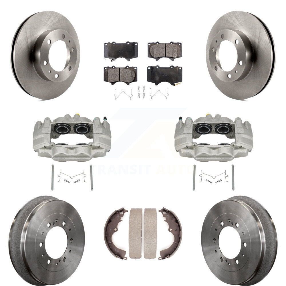 Front Rear Disc Brake Caliper Rotors Drums Ceramic Pads Kit (8Pc) For Toyota Tacoma KC8-100834T