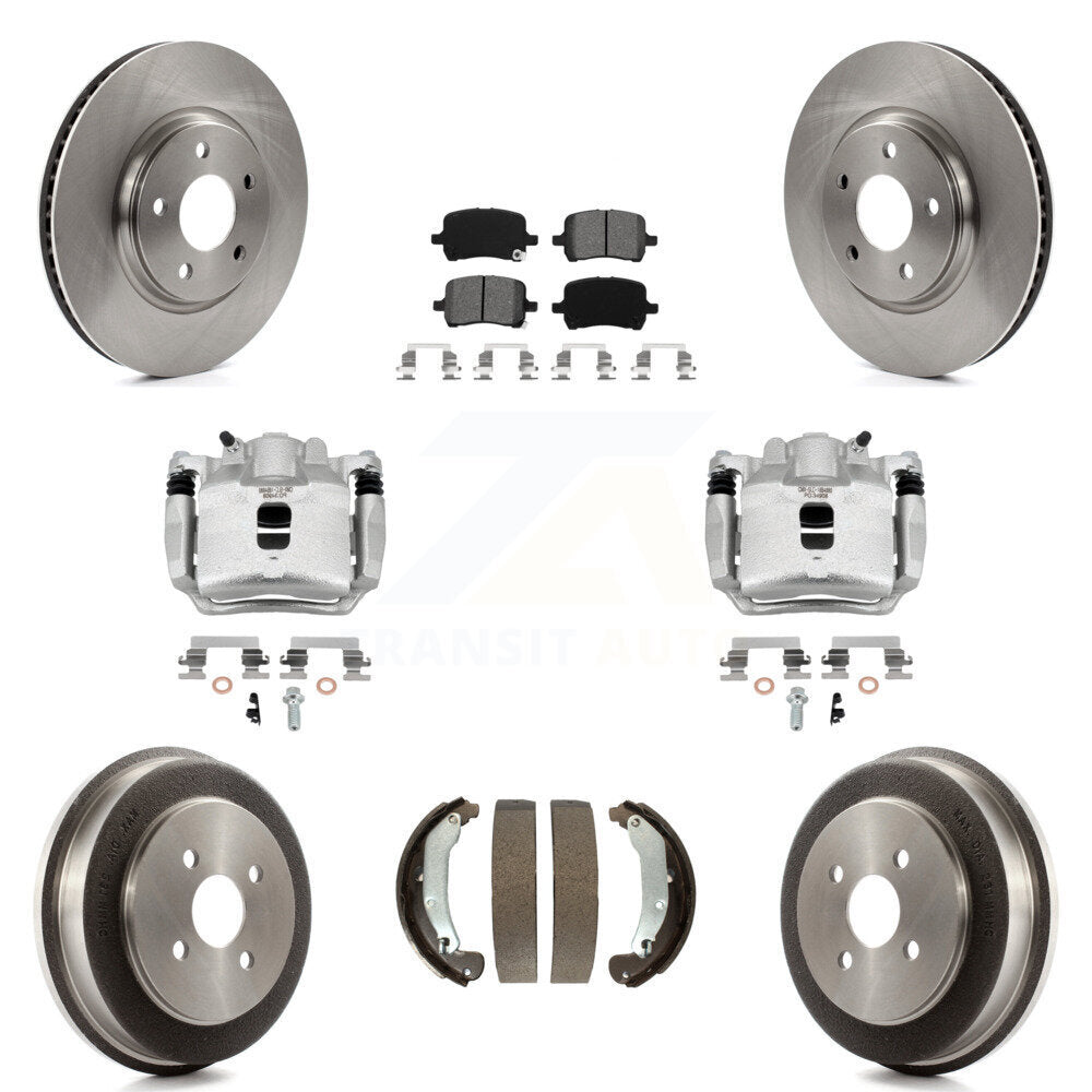 Front Rear Brake Caliper Rotor Drum Semi-Metallic Pad Kit (8Pc) For Pontiac Pursuit 2.2L KC8-100835S