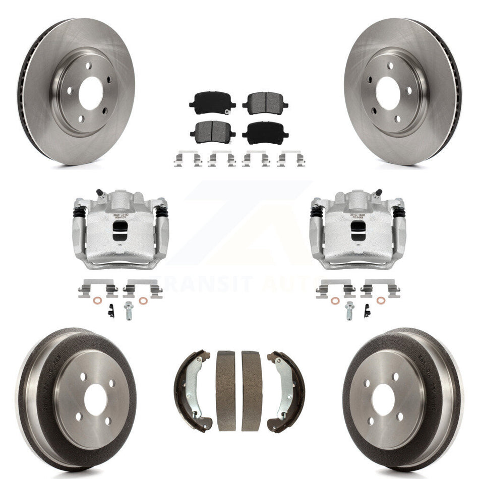 Front Rear Brake Caliper Rotor Drum Semi-Metallic Pad Kit (8Pc) For Pontiac Pursuit 2.2L KC8-100835S