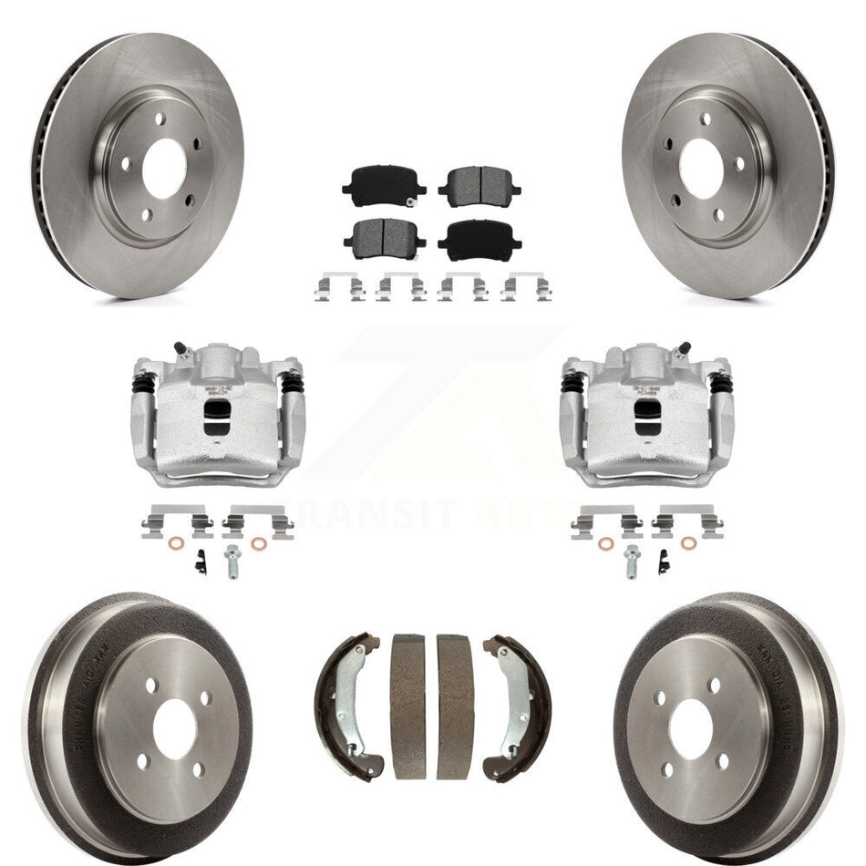Front Rear Brake Caliper Rotor Drum Semi-Metallic Pad Kit (8Pc) For Pontiac Pursuit 2.2L KC8-100835S
