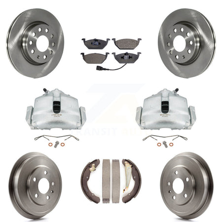 Front Rear Disc Brake Caliper Rotors Drums Semi-Metallic Pads Kit (8Pc) For Volkswagen Jetta With 280mm Diameter Rotor KC8-100838P by Transit Auto