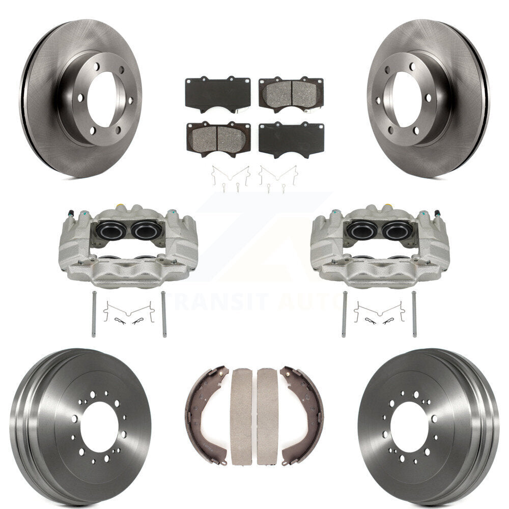 Front Rear Disc Brake Caliper Rotors Drum Semi-Metallic Pads Kit (8Pc) For Toyota Tundra KC8-100838S