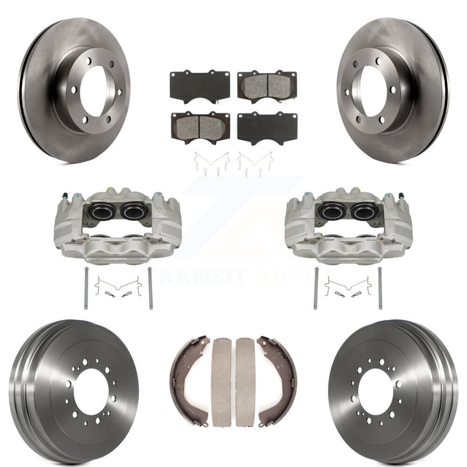 Front Rear Disc Brake Caliper Rotors Drum Semi-Metallic Pads Kit (8Pc) For Toyota Tundra KC8-100838S