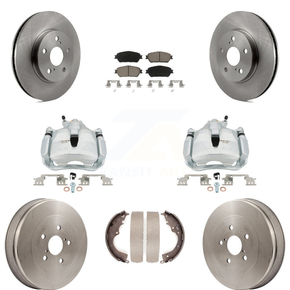 Front Rear Brake Caliper Rotors Drums Ceramic Pads Kit (8Pc) For 2004-2010 Toyota Sienna KC8-100841C