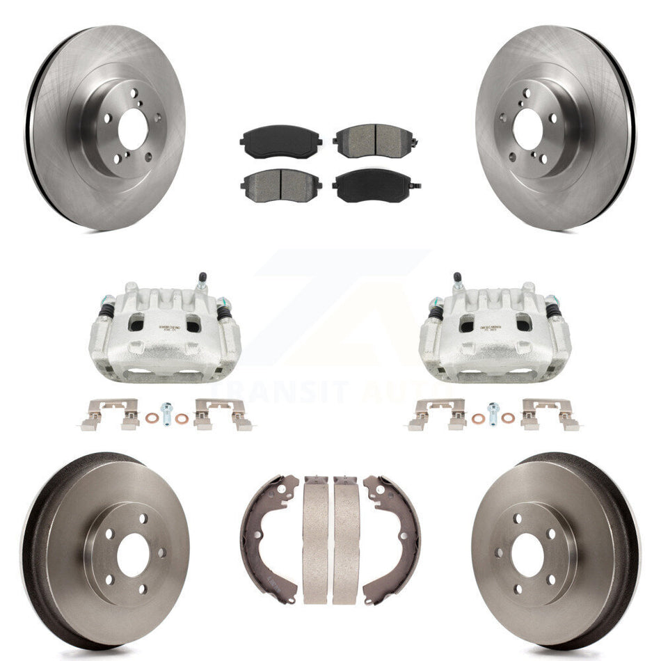 Front Rear Disc Brake Caliper Rotor Drum Semi-Metallic Pad Kit (8Pc) For Subaru Forester KC8-100841S