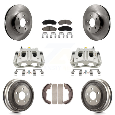 Front Rear Brake Caliper Rotors Drum Ceramic Pads Kit (8Pc) For Chevrolet Equinox Saturn KC8-100842C