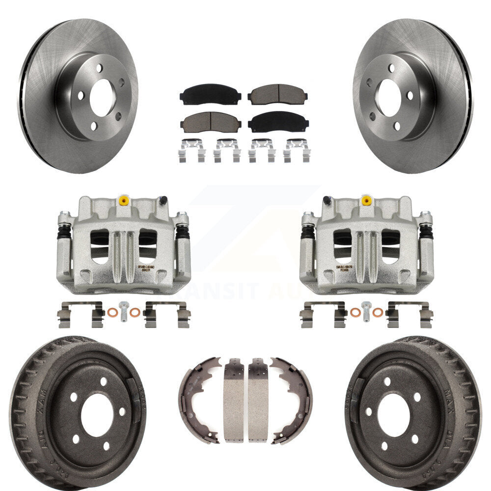 Front Rear Brake Caliper Rotors Drums Ceramic Pads Kit (8Pc) For Ford Ranger Mazda B4000 KC8-100843C