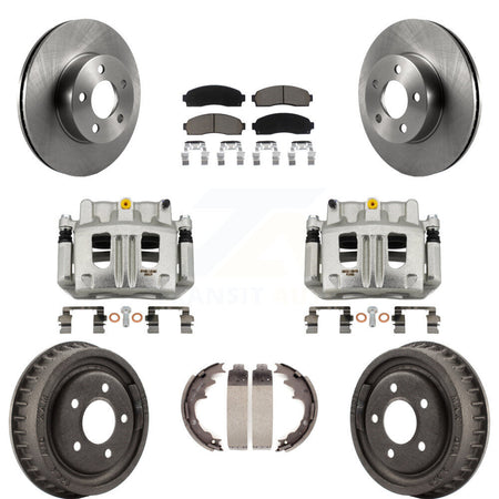 Front Rear Brake Caliper Rotors Drums Ceramic Pads Kit (8Pc) For Ford Ranger Mazda B4000 KC8-100843C