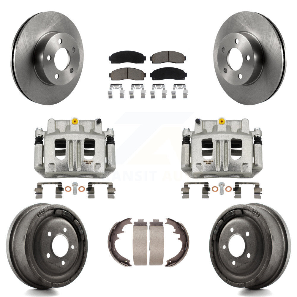 Front Rear Brake Caliper Rotors Drums Ceramic Pads Kit (8Pc) For Ford Ranger Mazda B4000 KC8-100844C