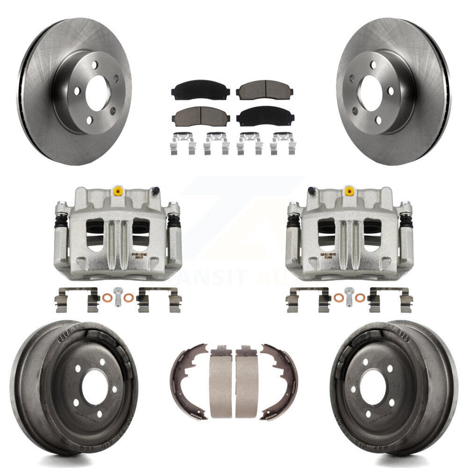 Front Rear Brake Caliper Rotors Drums Ceramic Pads Kit (8Pc) For Ford Ranger Mazda B4000 KC8-100844C