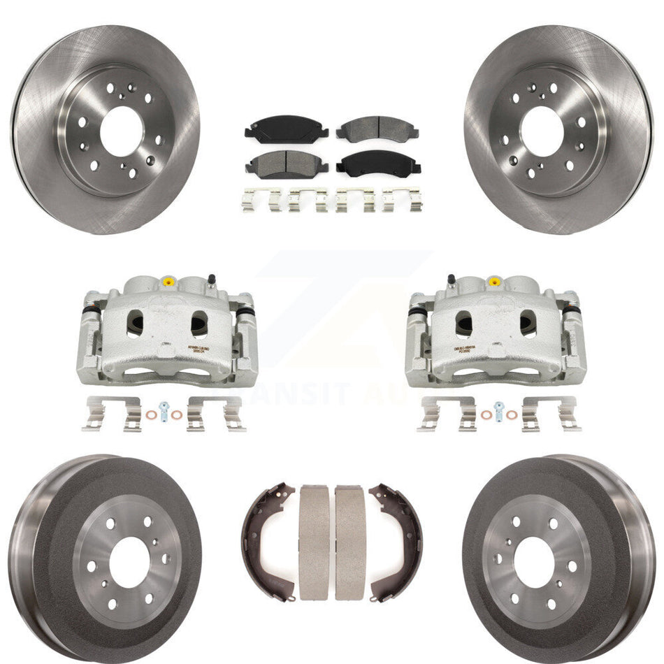 Front Rear Disc Brake Caliper Rotor Drum Semi-Metallic Pad Kit (8Pc) For GMC Sierra 1500 KC8-100844S